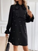 Rochie Scurta Fanny Neagra cu Perle - imagine 3