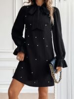 Rochie Scurta Fanny Neagra cu Perle