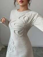 Rochie Scurta Tricotata Sandrina Gri - imagine 5