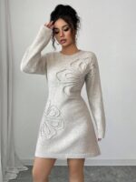 Rochie Scurta Tricotata Sandrina Gri - imagine 3