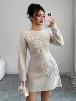 Rochie Scurta Tricotata Sandrina Gri