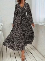 Rochie Lunga Antonia Gri cu Animal Print - imagine 5