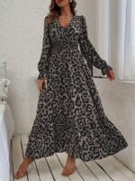 Rochie Lunga Antonia Gri cu Animal Print - imagine 4