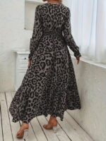 Rochie Lunga Antonia Gri cu Animal Print - imagine 2