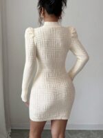 Rochie Scurta Tricotata Tamara Crem - imagine 2