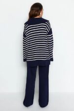 Compleu Tricotat cu Pantalon Elisa Bleumarin - imagine 5