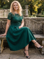 Rochie Midi Britta Verde - Marimi Mari - imagine 2