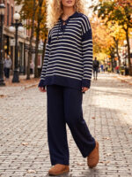 Compleu Tricotat cu Pantalon Elisa Bleumarin - imagine 2