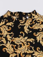 Rochie Lunga Misha Neagra cu Print Floral Galben - imagine 5