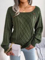 Pulover Tricotat Larisa Khaki - imagine 6