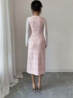 Rochie Midi Elfrida Roz cu Maneci Albe - imagine 2