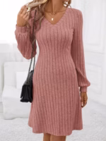Rochie Scurta Heliana Roz Pudra - imagine 4