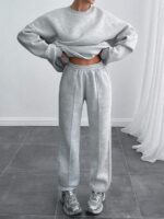 Trening Tatiana Gri format din Pantalon si Bluza - imagine 3