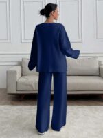 Compleu Tricotat cu Pantalon Sorana Bleumarin - imagine 2