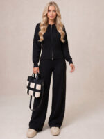 Compleu Tricotat cu Pantalon Christa Negru