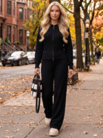 Compleu Tricotat cu Pantalon Christa Negru - imagine 3