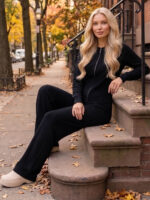 Compleu Tricotat cu Pantalon Christa Negru - imagine 2