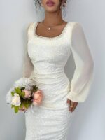 Rochie Lunga Amena Alba - imagine 5
