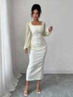 Rochie Lunga Amena Alba - imagine 4