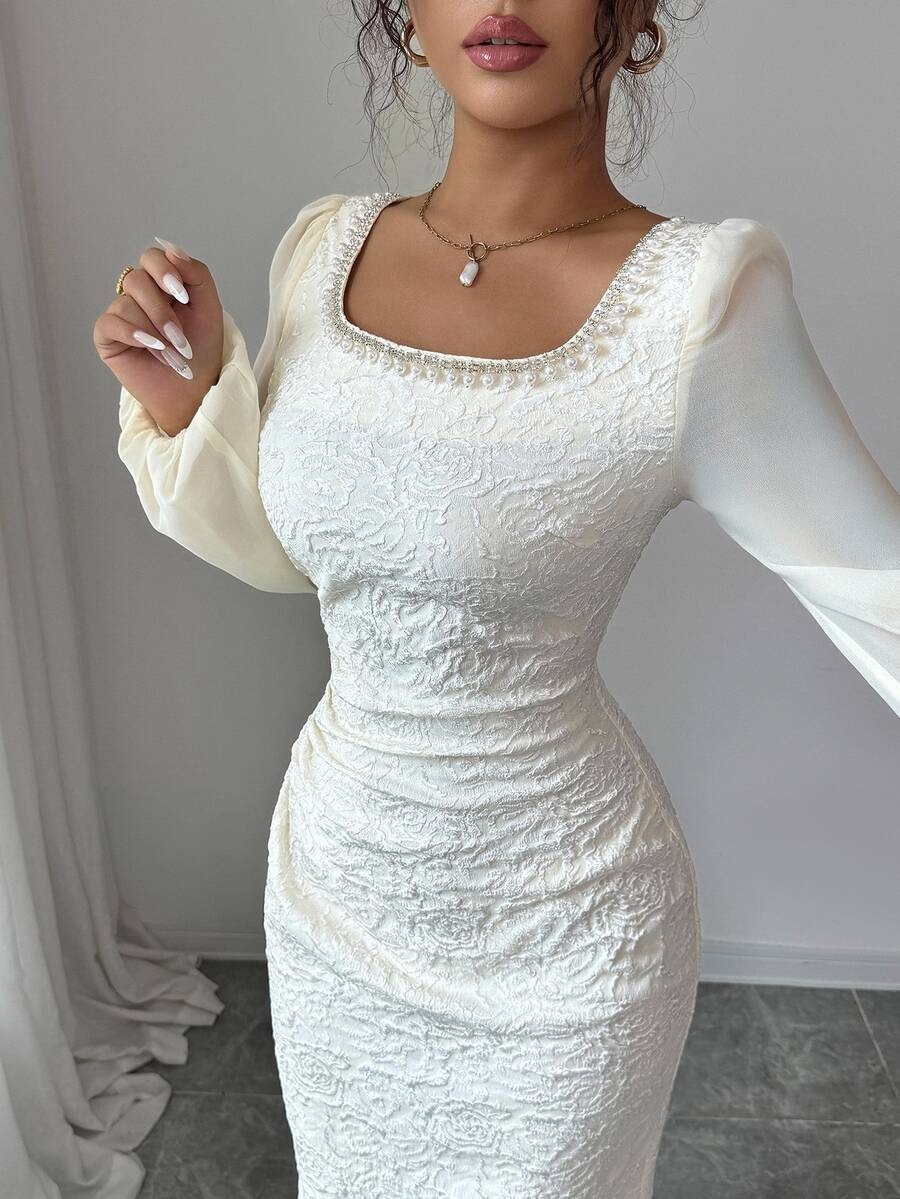 11448 Rochie Lunga Amena Alba - imagine 1