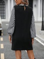 Rochie Scurta Petra Neagra cu Maneci cu Print Geometric - imagine 2