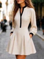 Rochie Scurta Novera Bej - imagine 4