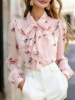 Bluza Dama Xenia Roz cu Print Floral - imagine 5