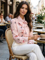 Bluza Dama Xenia Roz cu Print Floral - imagine 4