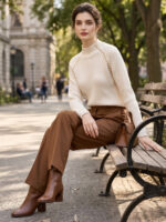 Bluza Dama Adelais Bej cu Perle - imagine 3