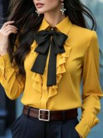 Camasa Dama Merlo Galbena cu Funda Neagra - imagine 3