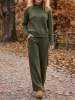 Compleu Tricotat cu Pantalon Astrid Khaki