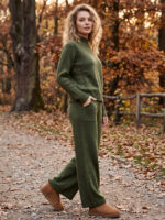Compleu Tricotat cu Pantalon Astrid Khaki - imagine 3