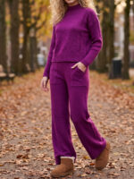 Compleu Tricotat cu Pantalon Astrid Mov