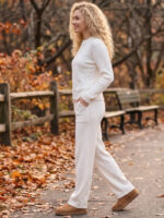 Compleu Tricotat cu Pantalon Astrid Alb - imagine 4