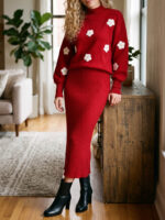 Compleu Tricotat format din Rochie fara Maneci si Bluza Andreea Rosu - imagine 3