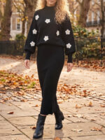 Compleu Tricotat format din Rochie fara Maneci si Bluza Andreea Negru