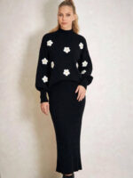 Compleu Tricotat format din Rochie fara Maneci si Bluza Andreea Negru - imagine 3