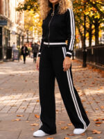 Compleu Tricotat cu Pantalon Parker Negru - imagine 3