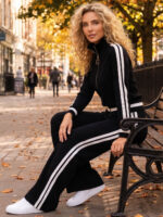 Compleu Tricotat cu Pantalon Parker Negru - imagine 2