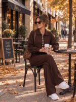 Compleu Tricotat cu Pantalon Sofia Maro - imagine 2
