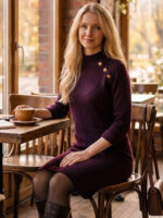 Rochie Scurta Tricotata Fabiola Grena - imagine 3