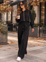 Compleu Tricotat cu Pantalon Sofia Negru