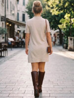 Rochie Scurta Tricotata Ananda Bej - imagine 2